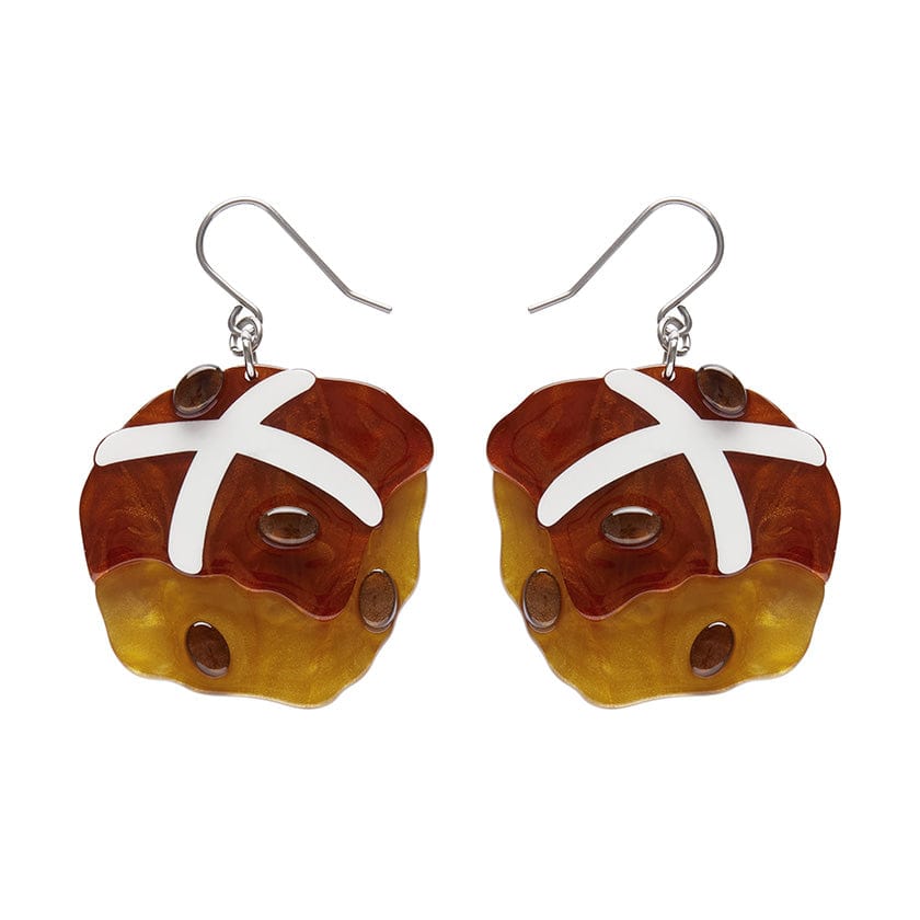 Hot Cross Cravings Drop Earrings  -  Erstwilder  -  Quirky Resin and Enamel Accessories