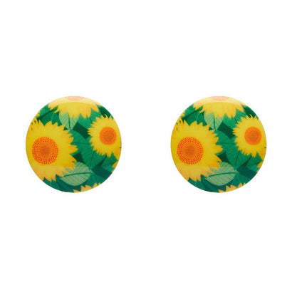 Sunflower Rounded Stud Earrings - Yellow  -  Erstwilder Essentials  -  Quirky Resin and Enamel Accessories