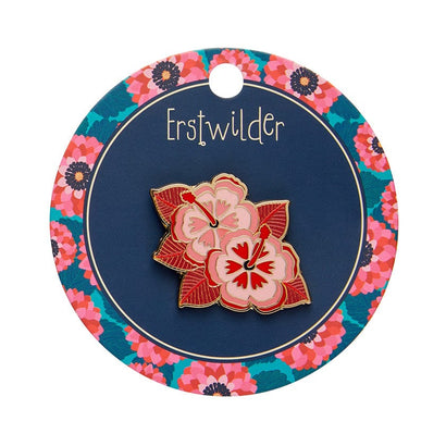 Halcyon Hibiscus Enamel Pin  -  Erstwilder  -  Quirky Resin and Enamel Accessories