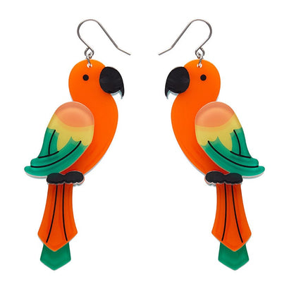 Pancha’s Parrots Drop Earrings  -  Erstwilder  -  Quirky Resin and Enamel Accessories