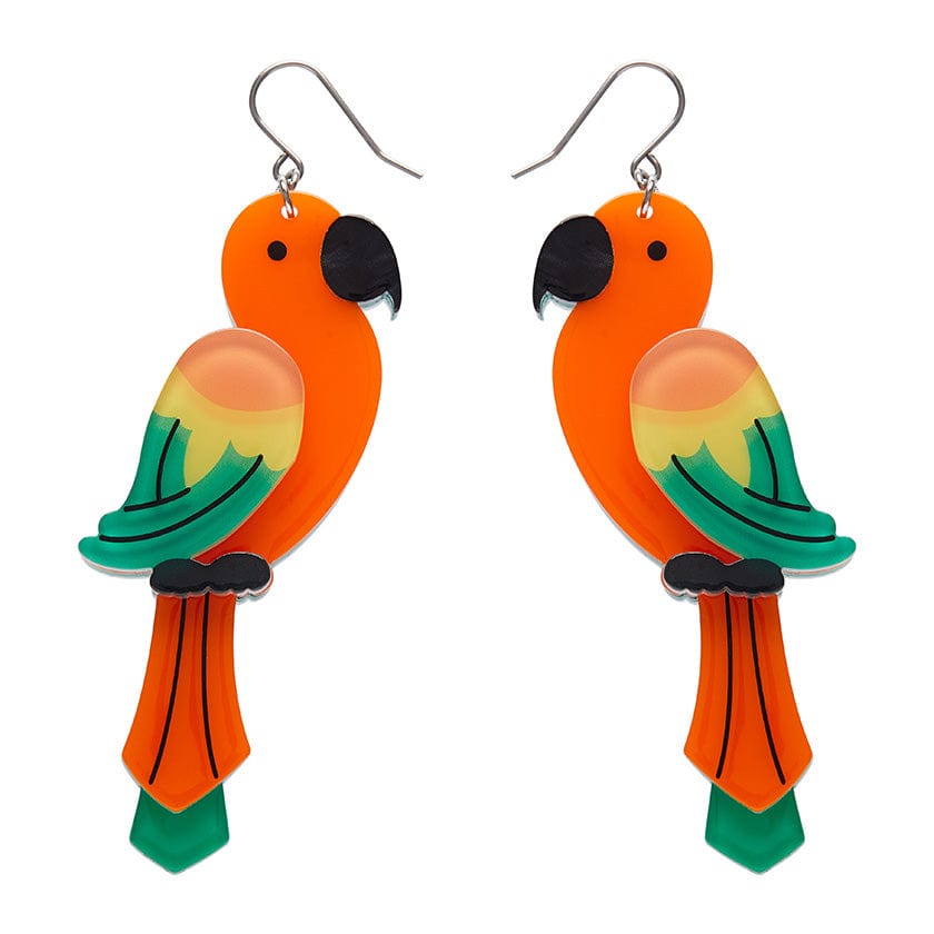 Pancha’s Parrots Drop Earrings  -  Erstwilder  -  Quirky Resin and Enamel Accessories