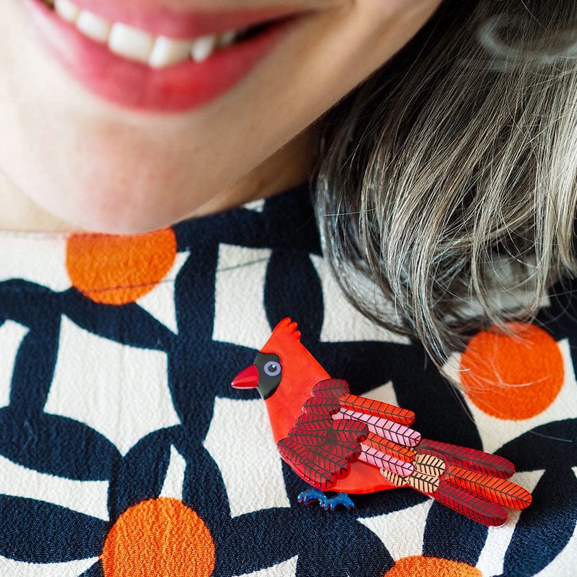 Crimson Cardinal Brooch  -  Erstwilder  -  Quirky Resin and Enamel Accessories