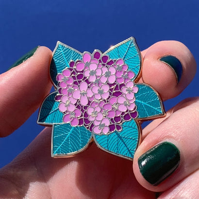 Heavenly Hydrangea Enamel Pin  -  Erstwilder  -  Quirky Resin and Enamel Accessories