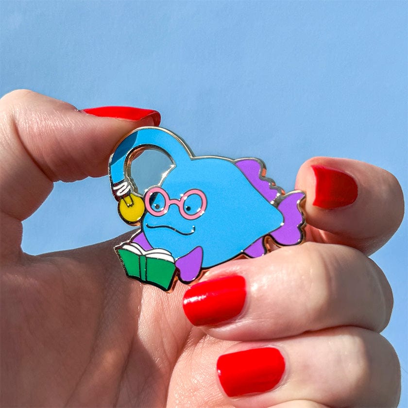 Bright-Eyed Bibliophile Enamel Pin  -  Erstwilder  -  Quirky Resin and Enamel Accessories