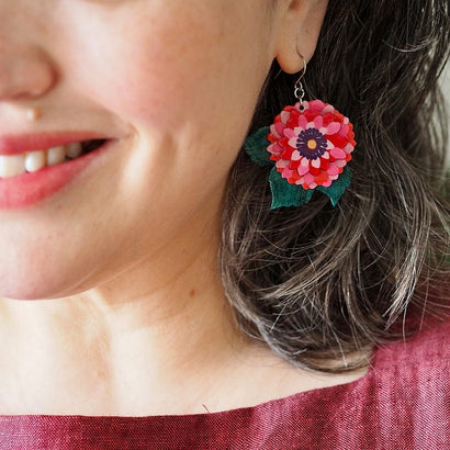 Dazzling Dahlia Drop Earrings  -  Erstwilder  -  Quirky Resin and Enamel Accessories