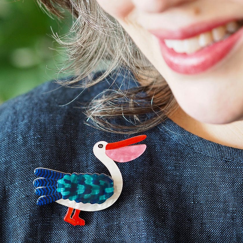 Pelican Perfection Brooch  -  Erstwilder  -  Quirky Resin and Enamel Accessories