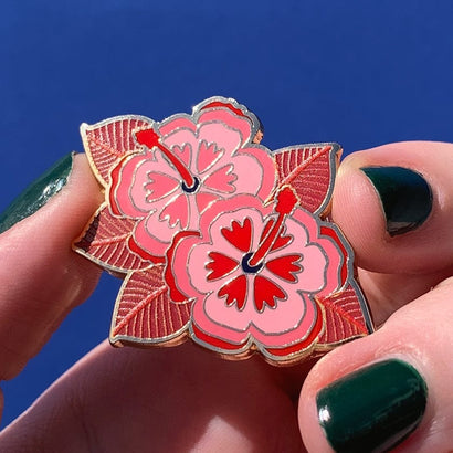 Halcyon Hibiscus Enamel Pin  -  Erstwilder  -  Quirky Resin and Enamel Accessories