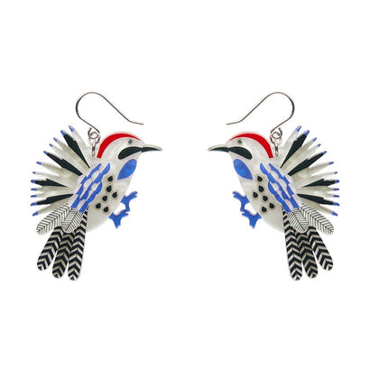 Wondrous Woodpecker Drop Earrings  -  Erstwilder  -  Quirky Resin and Enamel Accessories