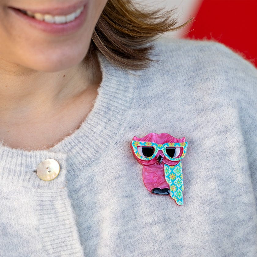 Waldo the Wacky Wise Owl Brooch  -  Erstwilder  -  Quirky Resin and Enamel Accessories