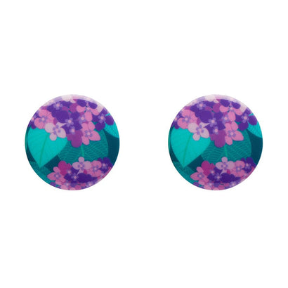 Hydrangea Rounded Stud Earrings - Purple  -  Erstwilder Essentials  -  Quirky Resin and Enamel Accessories