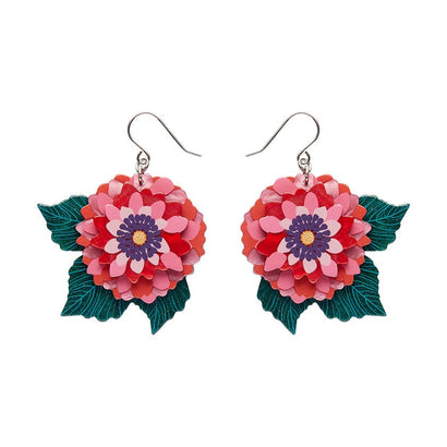 Dazzling Dahlia Drop Earrings  -  Erstwilder  -  Quirky Resin and Enamel Accessories