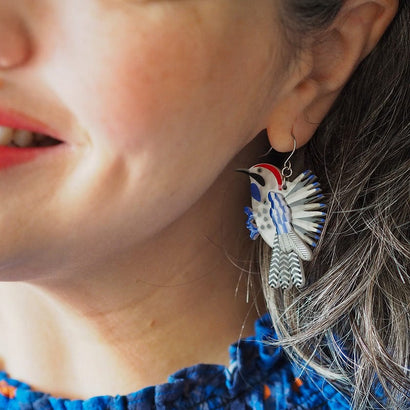 Wondrous Woodpecker Drop Earrings  -  Erstwilder  -  Quirky Resin and Enamel Accessories