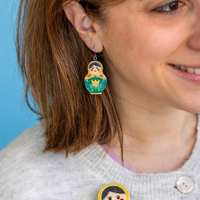 Matryoshka Memories Drop Earrings  -  Erstwilder  -  Quirky Resin and Enamel Accessories