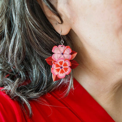 Halcyon Hibiscus Drop Earrings  -  Erstwilder  -  Quirky Resin and Enamel Accessories