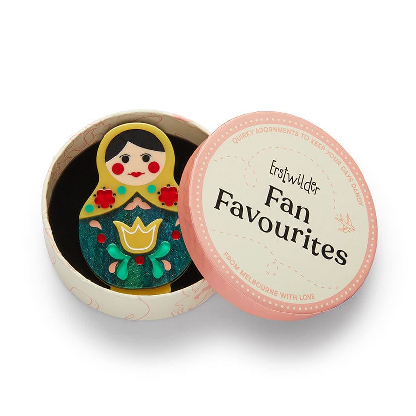 Matryoshka Memories Toy Brooch  -  Erstwilder  -  Quirky Resin and Enamel Accessories