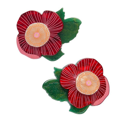 Pretty Poppies Hair Clips Set - 2 Piece  -  Erstwilder  -  Quirky Resin and Enamel Accessories