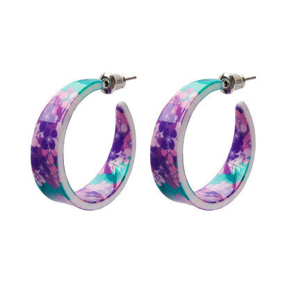 Hydrangea Hoop Stud Earrings - Purple  -  Erstwilder Essentials  -  Quirky Resin and Enamel Accessories