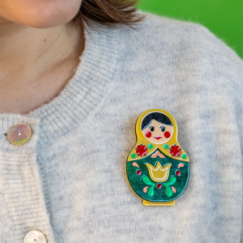 Matryoshka Memories Toy Brooch  -  Erstwilder  -  Quirky Resin and Enamel Accessories