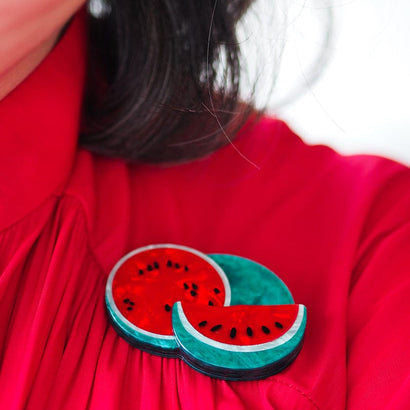 Viva la Vida Watermelons Brooch (IMPERFECT)  -  Erstwilder  -  Quirky Resin and Enamel Accessories