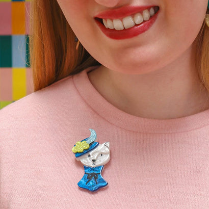 Cat in a Hat Brooch (IMPERFECT)  -  Erstwilder  -  Quirky Resin and Enamel Accessories