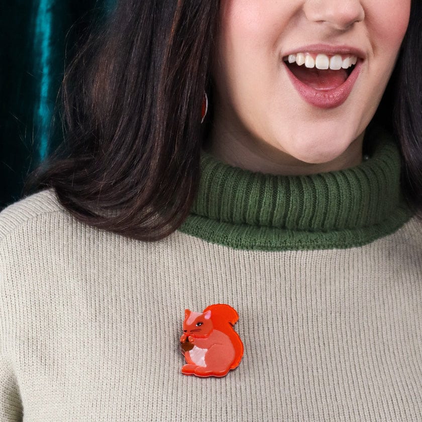 Cheeky Squirrel Brooch  -  Erstwilder  -  Quirky Resin and Enamel Accessories