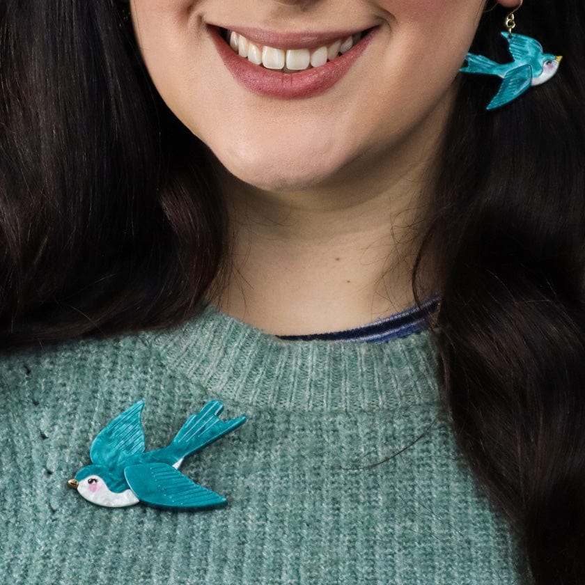 Graceful Swallow Brooch  -  Erstwilder  -  Quirky Resin and Enamel Accessories