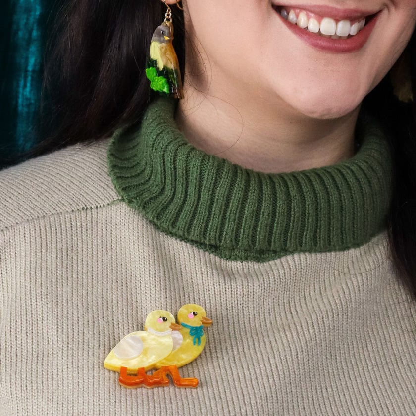 Well-Dressed Ducklings Brooch  -  Erstwilder  -  Quirky Resin and Enamel Accessories