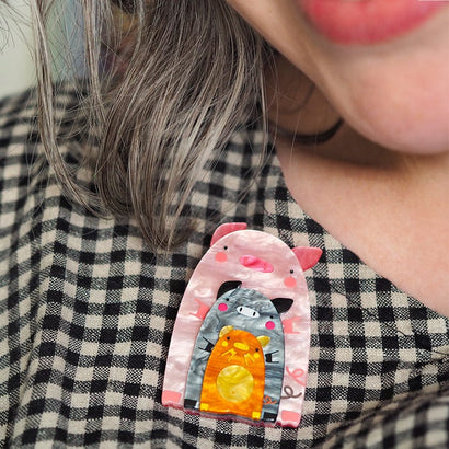 Chinny Chin Chins Brooch (IMPERFECT)  -  Erstwilder  -  Quirky Resin and Enamel Accessories