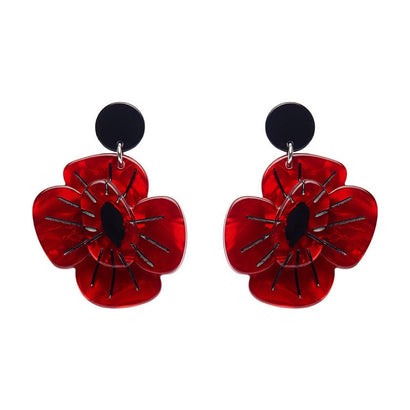 Remembrance Poppy Drop Earrings (IMPERFECT)  -  Erstwilder  -  Quirky Resin and Enamel Accessories