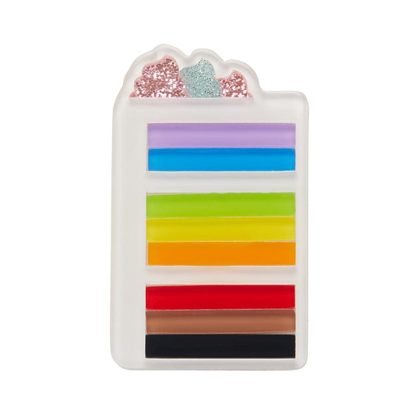 Slice of Pride Cake Brooch (IMPERFECT)  -  Erstwilder  -  Quirky Resin and Enamel Accessories