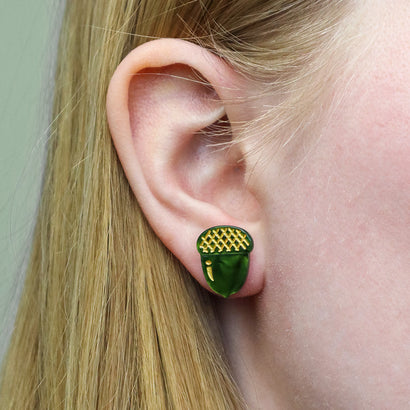 Acorn Stud Earrings - Green