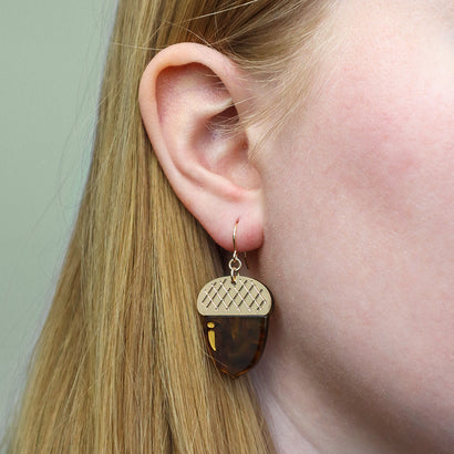 Acorn Drop Earrings - Brown  -  Erstwilder Essentials  -  Quirky Resin and Enamel Accessories