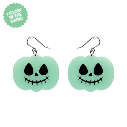 Jack O Lantern Drop Earrings - Glow in the Dark  -  Erstwilder Essentials  -  Quirky Resin and Enamel Accessories