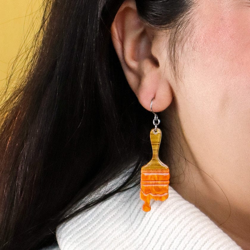 Paint Brush Ripple Drop Earrings - Orange  -  Erstwilder Essentials  -  Quirky Resin and Enamel Accessories