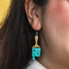 Paint Brush Ripple Drop Earrings - Teal