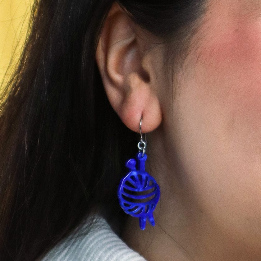 Ball Of Yarn Ripple Drop Earrings - Blue  -  Erstwilder Essentials  -  Quirky Resin and Enamel Accessories