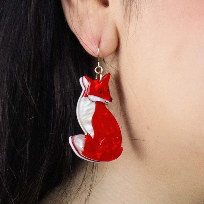 Charming Fox Drop Earrings  -  Erstwilder  -  Quirky Resin and Enamel Accessories