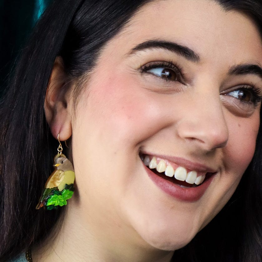 Wondrous Warbler Drop Earrings  -  Erstwilder  -  Quirky Resin and Enamel Accessories