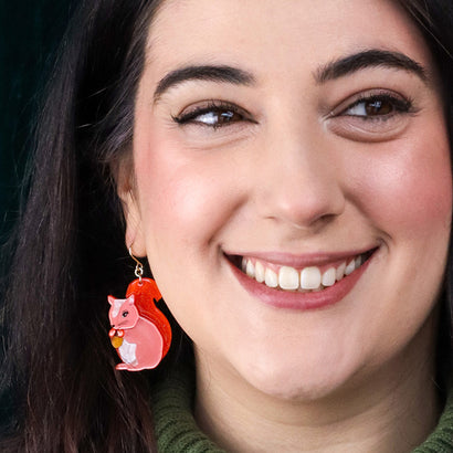 Cheeky Squirrel Drop Earrings  -  Erstwilder  -  Quirky Resin and Enamel Accessories