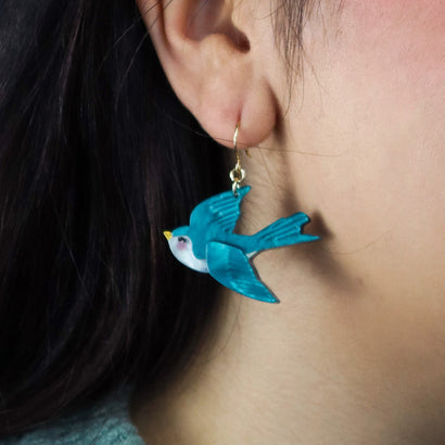 Graceful Swallow Drop Earrings  -  Erstwilder  -  Quirky Resin and Enamel Accessories