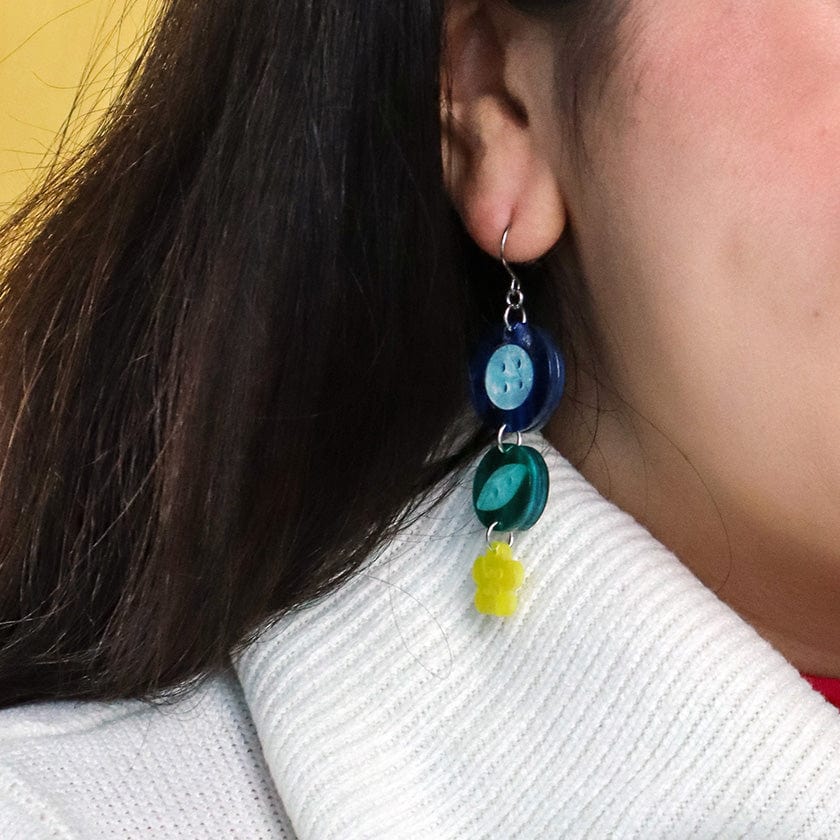 Cute As A Button Drop Earrings  -  Erstwilder  -  Quirky Resin and Enamel Accessories