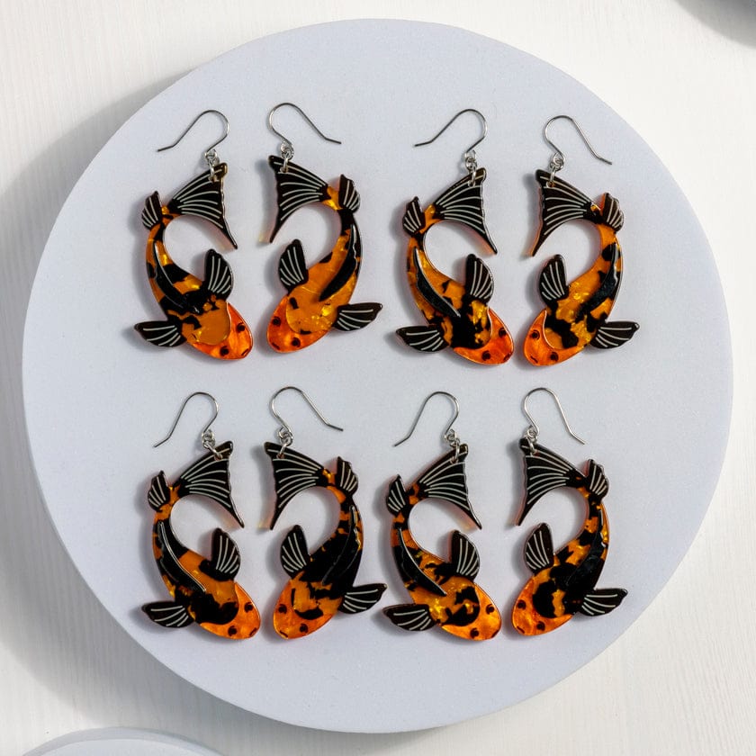 Playing Koi Drop Earrings  -  Erstwilder  -  Quirky Resin and Enamel Accessories