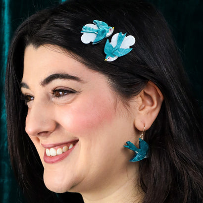 Graceful Swallow Hair Clips Set - 2 Pieces  -  Erstwilder  -  Quirky Resin and Enamel Accessories