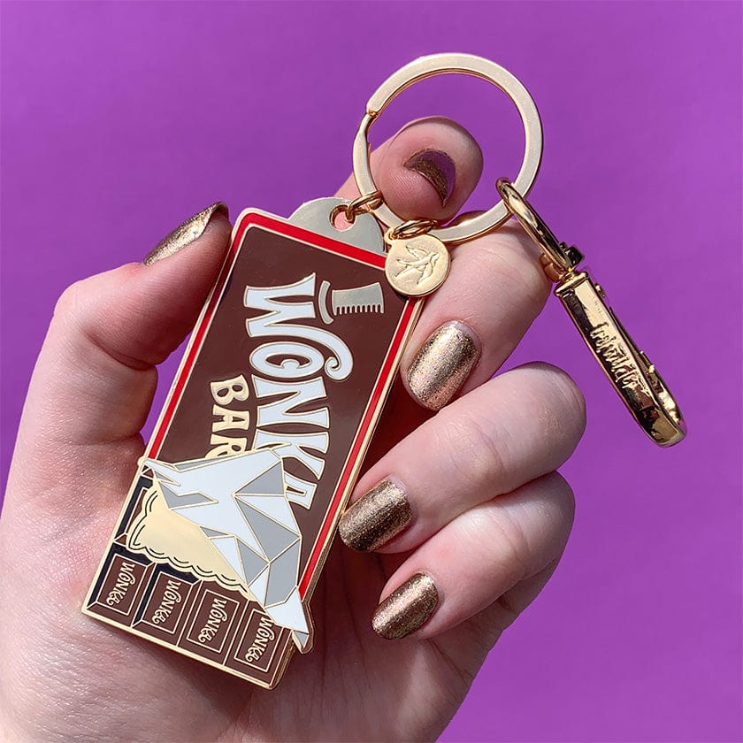 Winning Wonka Bar Enamel Key Ring  -  Erstwilder  -  Quirky Resin and Enamel Accessories