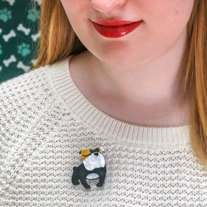 Boof Bulldog Mini Brooch (IMPERFECT)  -  Erstwilder  -  Quirky Resin and Enamel Accessories