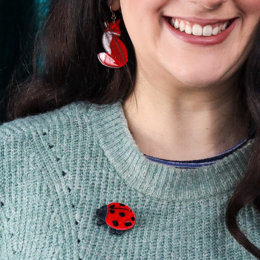 Gentle Ladybird Mini Brooch  -  Erstwilder  -  Quirky Resin and Enamel Accessories