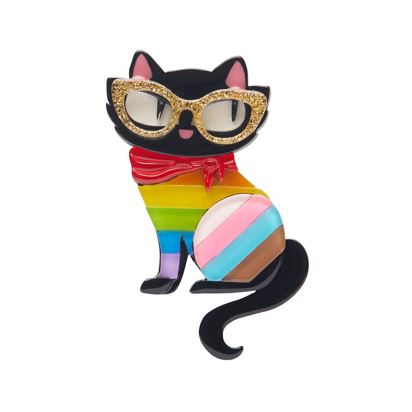 Elissa the Rainbow Cat Brooch (IMPERFECT)  -  Erstwilder  -  Quirky Resin and Enamel Accessories