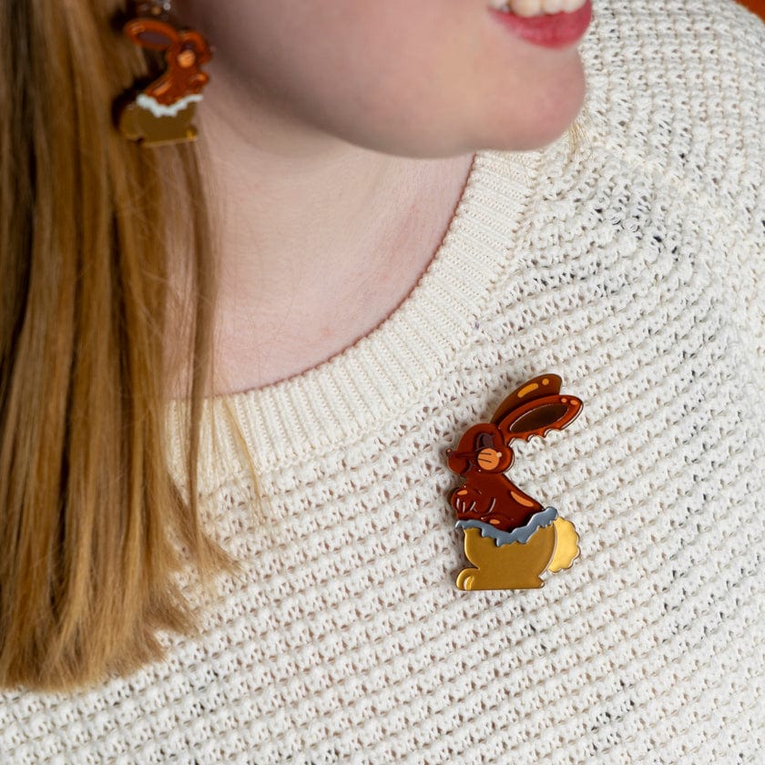 Cocoa the Bunny Brooch  -  Erstwilder  -  Quirky Resin and Enamel Accessories