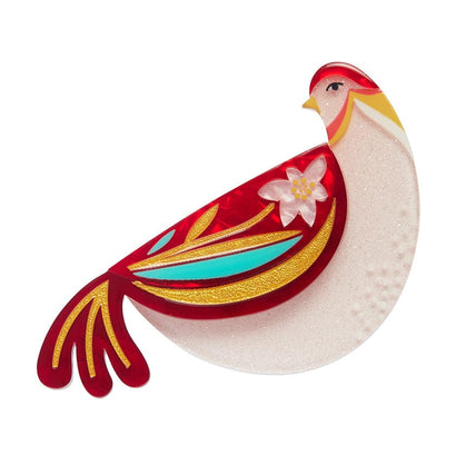 Partridge Perfection Brooch  -  Erstwilder  -  Quirky Resin and Enamel Accessories