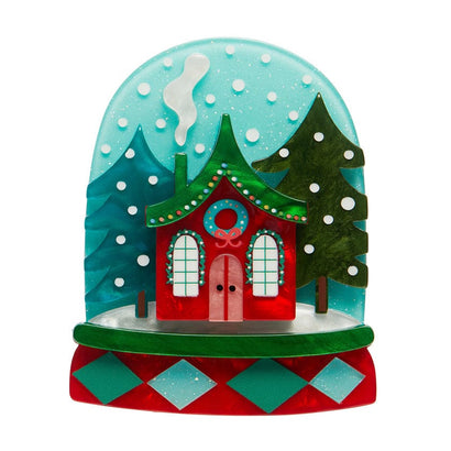 Seasonal Snow Globe Brooch  -  Erstwilder  -  Quirky Resin and Enamel Accessories